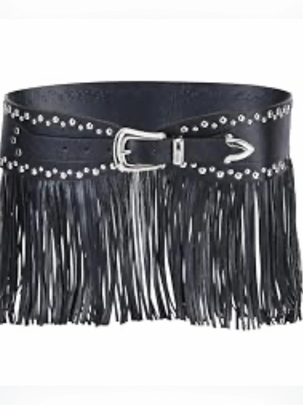 House of Harlow 1960 Black Fringe Belt Studded Boho Western Hippie Chic sz M